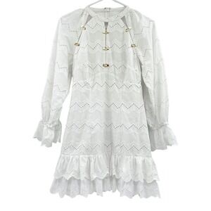 Alice McCall White Ziggy Mini Dress Tiered Frill Layers US 2 EU 34